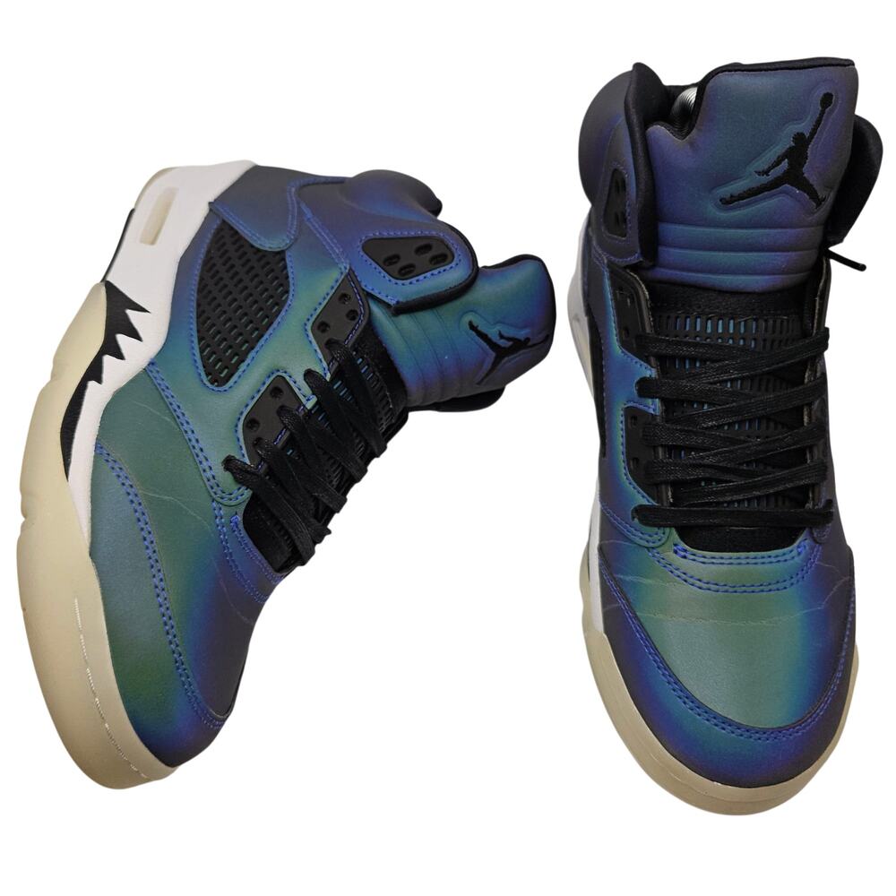 Nike Air Jordan 5 Retro Iridescent Oil Grey Blue Womens 8 Sneakers - Picture 2 of 10